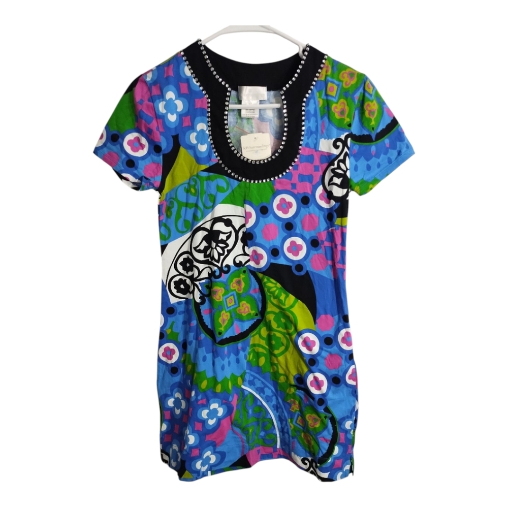 Soft Surroundings Barcelona Embellished Vacation‎ Resortwear Preppy Tunic XS 2-4